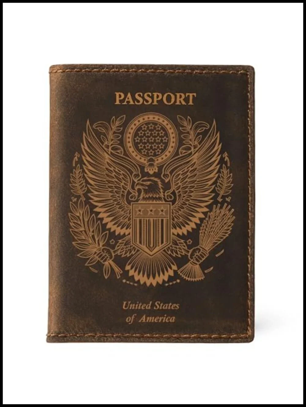 Genuine Full-Grain Leather Passport Holder Travel Wallet with Card Slots